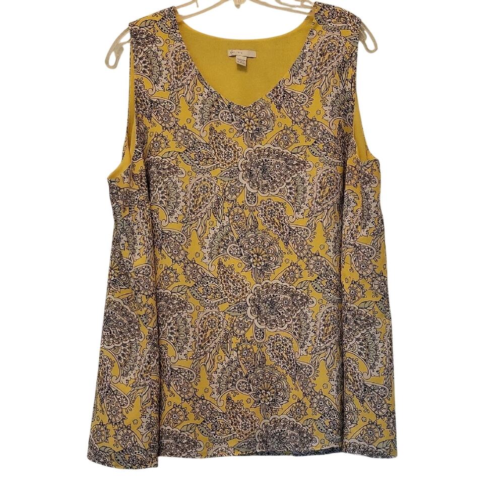 C EST. 1946 Chic Yellow Paisley Blouse Lined Plus Size 18/20W